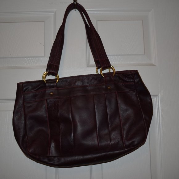 Coronado Leather Handbags - Burgundy Leather Conceal Carry Purse Locking